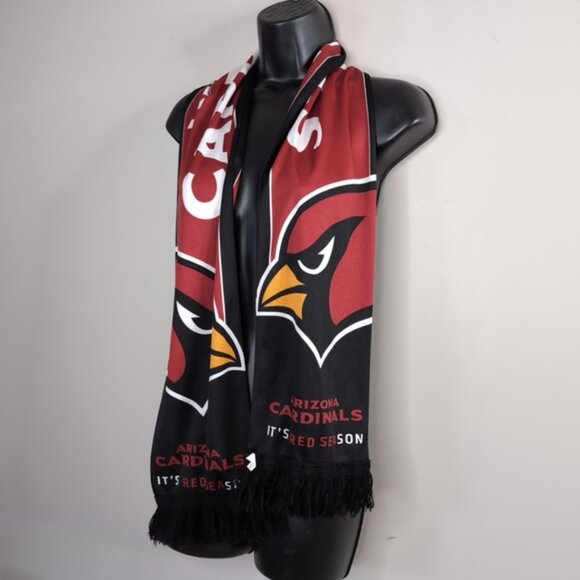 NFL Arizona Cardinals It's Red Season Scarf Black Red Multicolors " 60x 7" - Picture 2 of 4